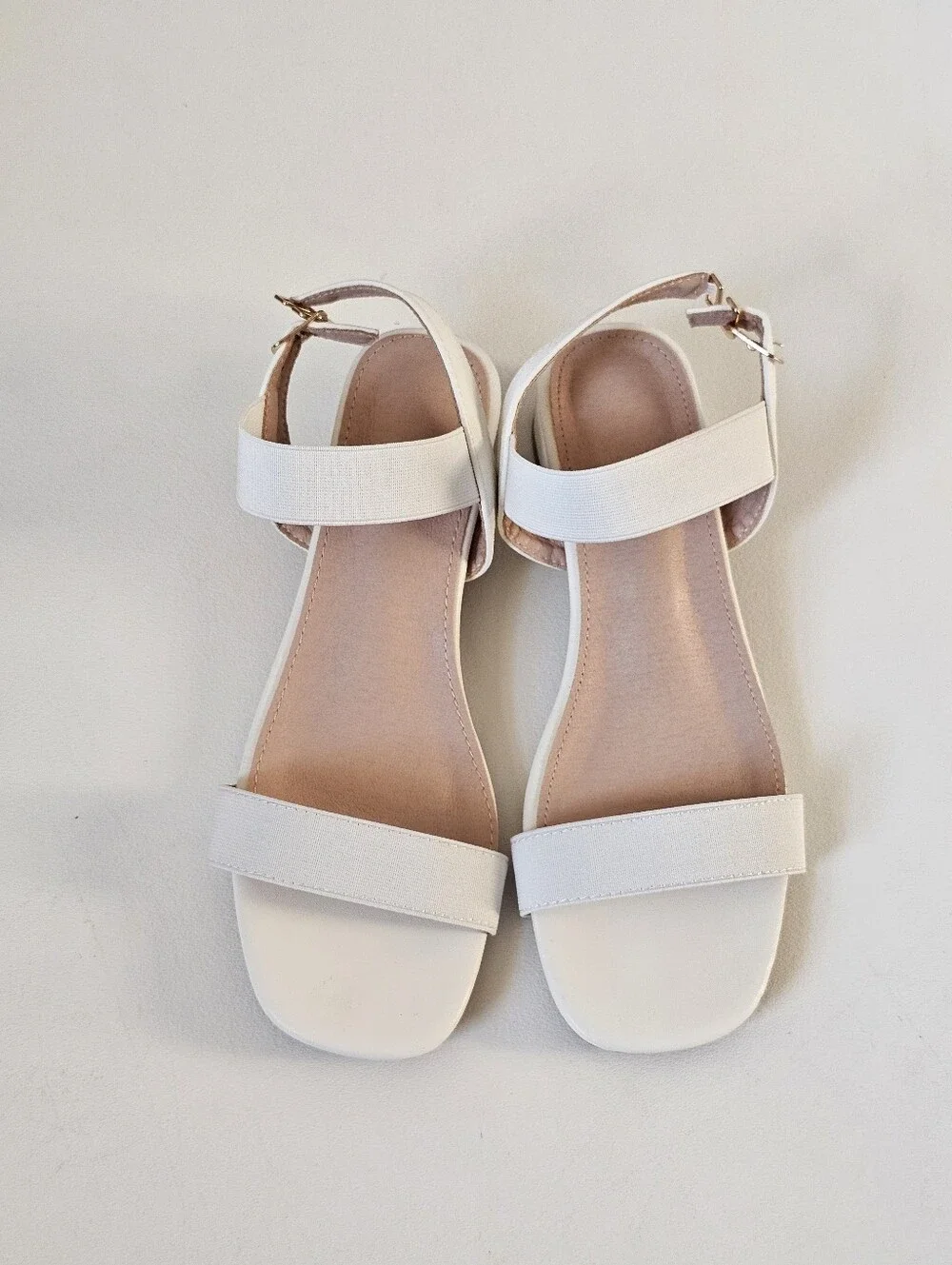 White Double Strap Low Block Heel Girls Sandals Girls EU 38 US 6 Dress Shoes